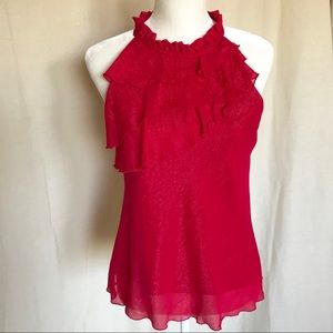 IZ Byer California Red Sparkle Sleeveless Blouse
